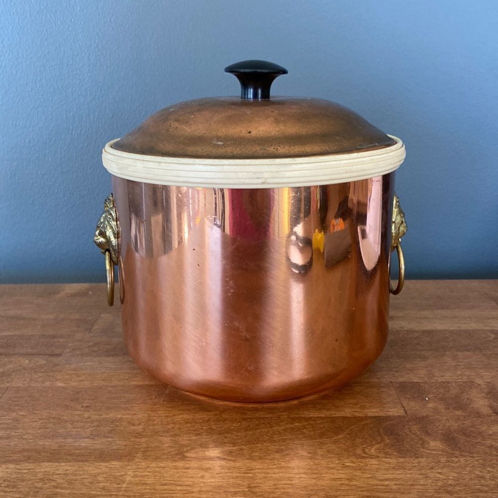 Vintage Coppercraft Guild Copper Lion Handled Ice Bucket